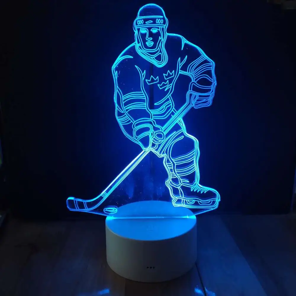 

Ice Hockey Modelling 3d LED Night Light White Base 7 Color Touch Remtoe Control Table Lamp for Kids Gift Home Bedroom Decoration