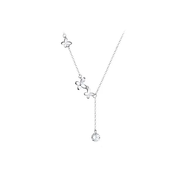 

MS-9 New ins style sweet butterfly necklace female temperament round diamond flower clavicle chain Japanese necklace