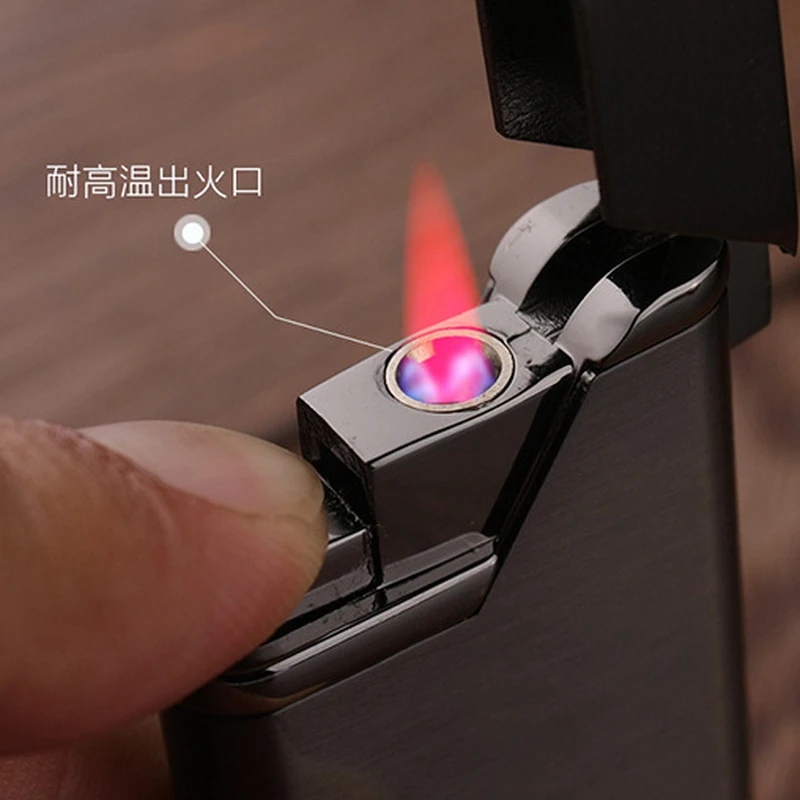 Personality Creative Ultra-Thin Turbo Butane Lighter Torch Metal Red Flame Windproof Gas Lighters Smoke Accessories Gift For Man | Дом и сад