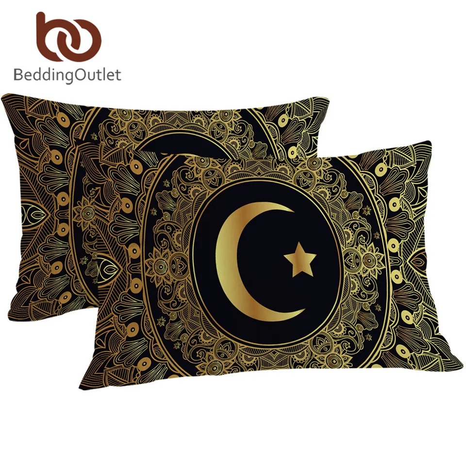 BeddingOutlet золотистый чехол Луна и телефон модная наволочка 50x75 см 50x90 одна штука|mandala