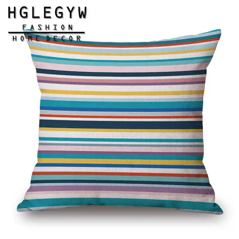 Наволочка в яркую полоску с геометрическим рисунком 45x45 см | Дом и сад