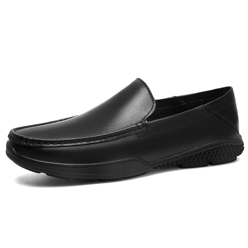 

Men's Black Loafers Classic Concise Slip-on Casual Leather Shoes for Men Daily Comfort Rubber Non-slip Business Driving Footwear