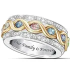 Новое модное двухцветное Золотое женское кольцо Multi-из цветного циркона, хрусталя наша семья навсегда резная семья Подарок на годовщину рождения