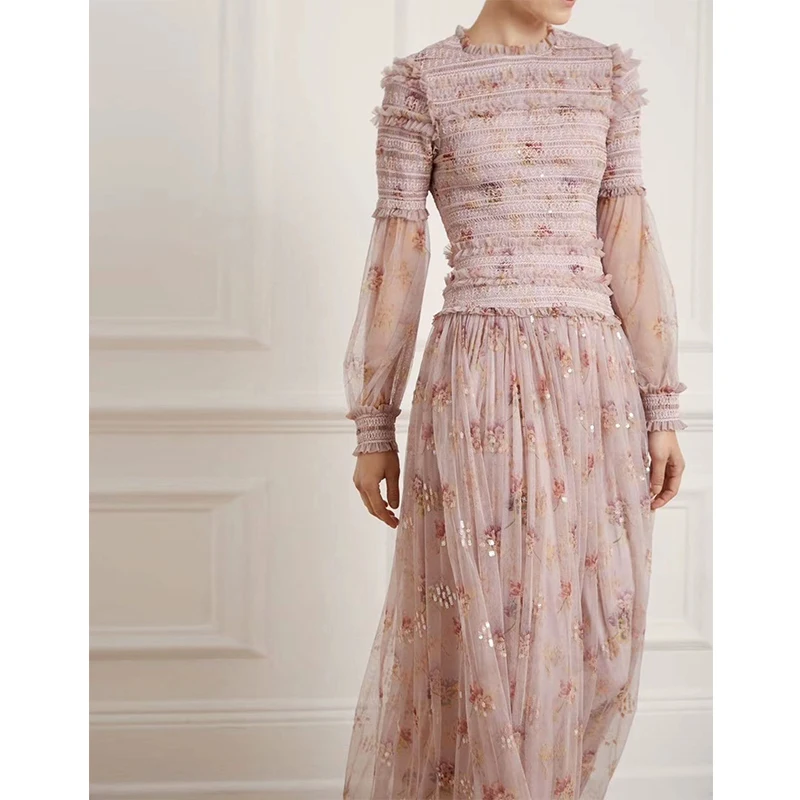 N &amp T/тонкое длинное платье из крепа с блестками и цветочным принтом | Женская