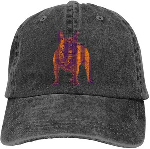 Retro English Bulldog Sports Denim Cap Adjustable Unisex Plain Baseball Cowboy Snapback Hat
