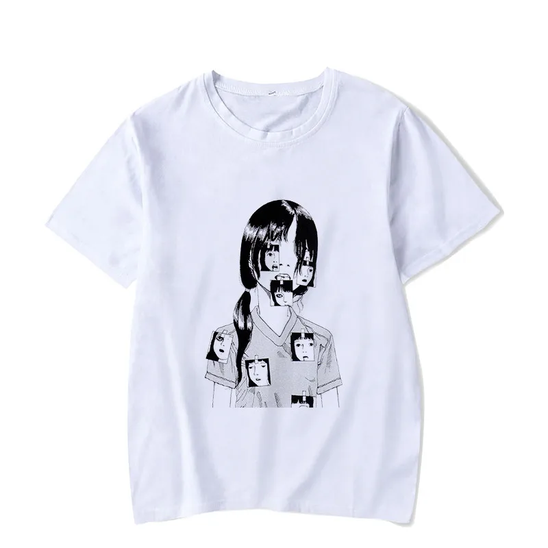 Футболка женская с принтом Junji Ito, топ с японским аниме в стиле Харадзюку, модная Повседневная рубашка с коротким рукавом, одежда на лето
