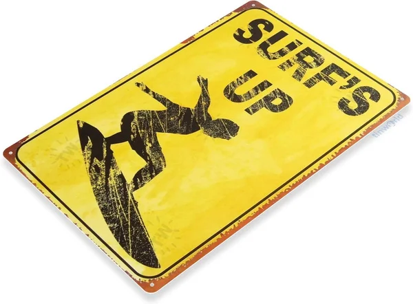 

Tin Sign Surfs Up Rustic Surf Metal Sign Decor Beach House Cottage Tiki Bar Cave