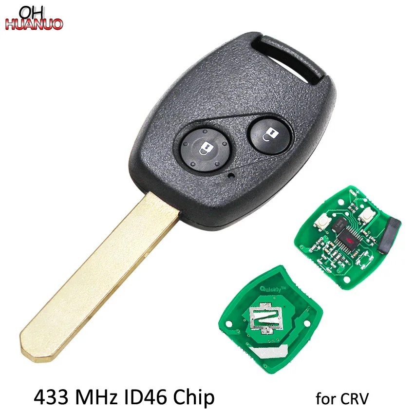 Замена ключа автомобиля 2 кнопки дистанционного Fob 433 МГц с чипом ID46 для Honda CRV|chip