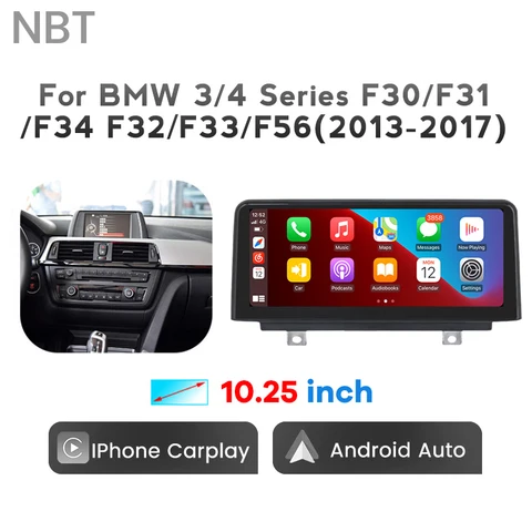 Автомобильный мультимедийный экран 10,25 дюйма для Apple CarPlay, Android, BMW 1/3/4 Series, F20, F21, F30, F31, F32, F33, F34, F36