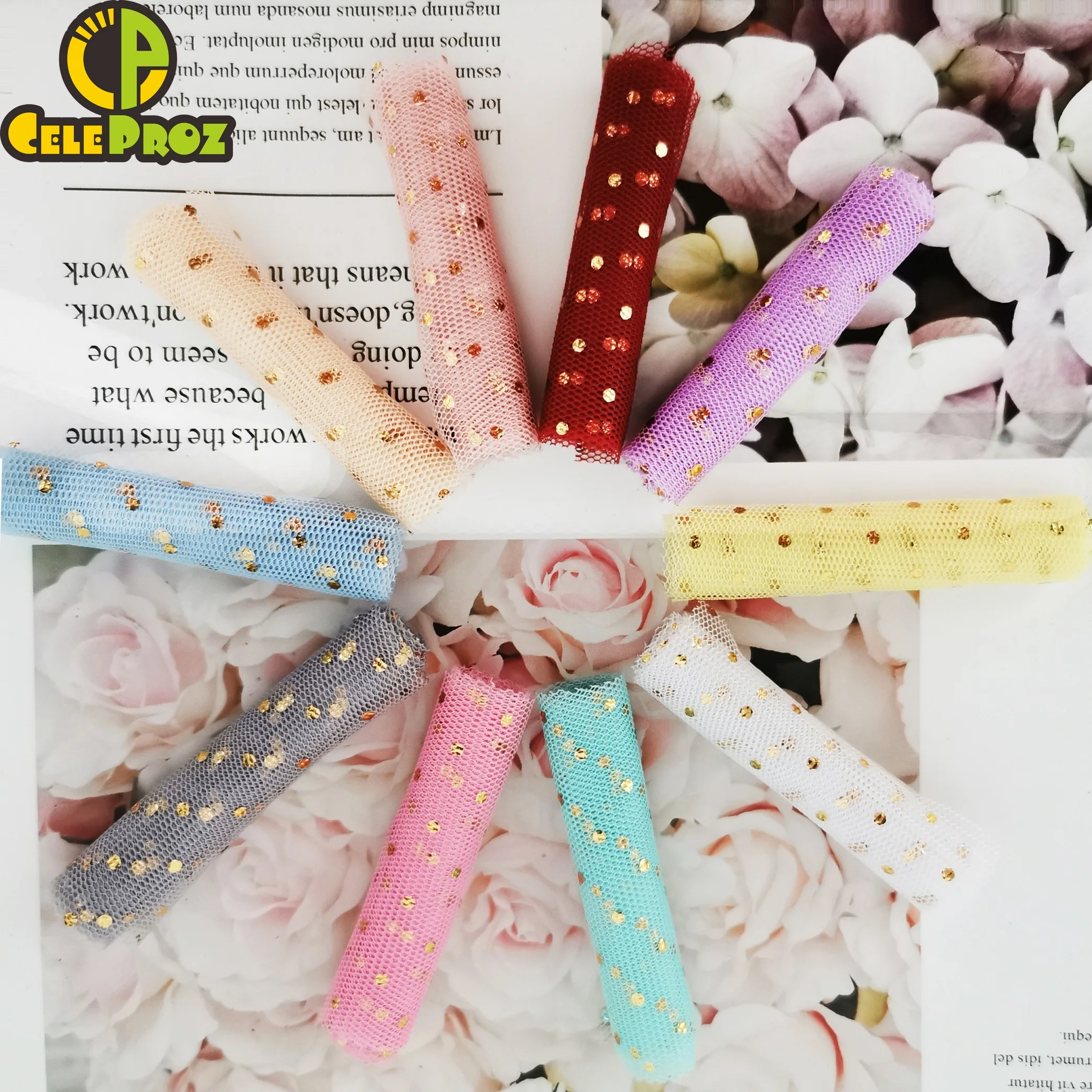 6 см 5 ярдов Блестящий тюль в горошек конфетти сетка рулон мягкий лента выпечки