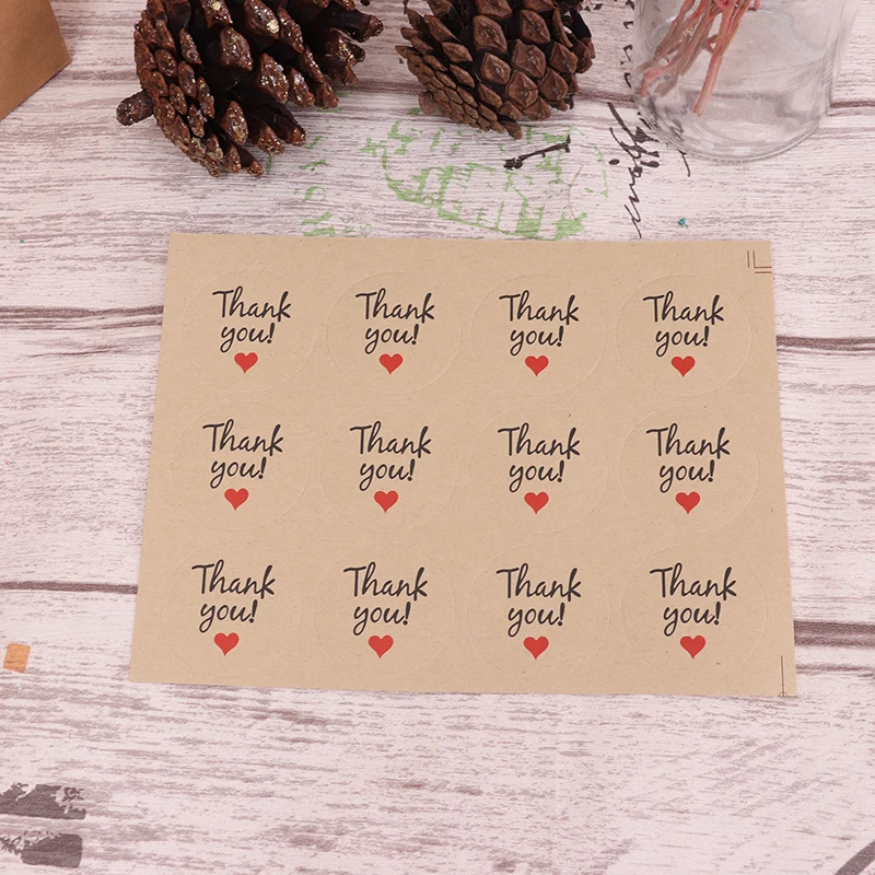60Pcs &quotThank You&quot Craft Packaging Seals Round Natural Kraft Sealing Sticker Label Gift For DIY Wedding Party Decoration | Дом и сад