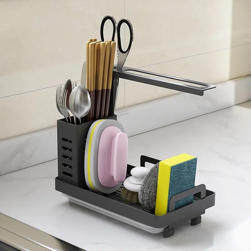 

Sink Organiser Kitchen Sink Caddy Organizer Stainless Steel Sponge Soap Brush Holder With Drain Tray Premium Kitchen Drying Rack