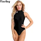 Летнее женское цельное трико TiaoBug, боди без рукавов с круглым вырезом, эластичный однотонный комбинезон для танцев, плавания, йоги, спортзала