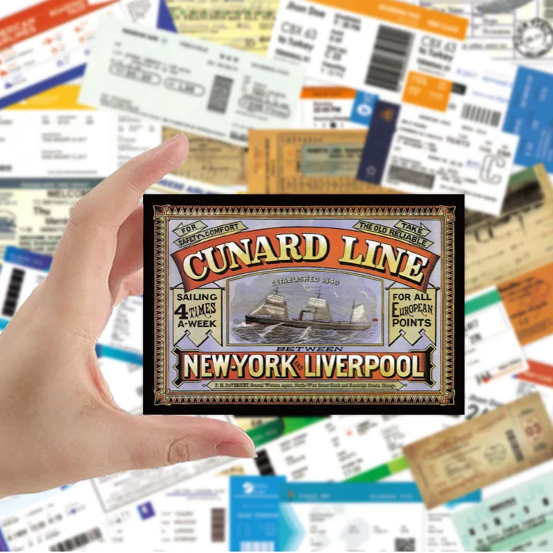

50PCS Mixed Each Country Flight Ticket Stationery PVC Sticker Decal For Motorcycle Laptop Suitcase Kid Classic Toy Sticker