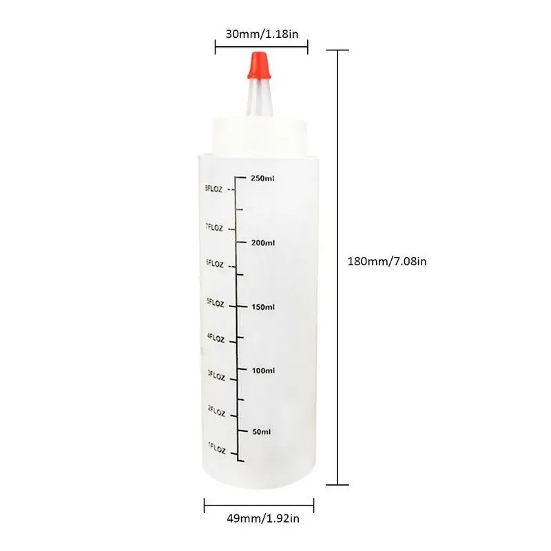 250ml Tip Bottle Sauce Oil Gravy Cruet Container Kitchen Accessories Cooking Salad Squeeze Condiment Dispenser With Scale Tools |