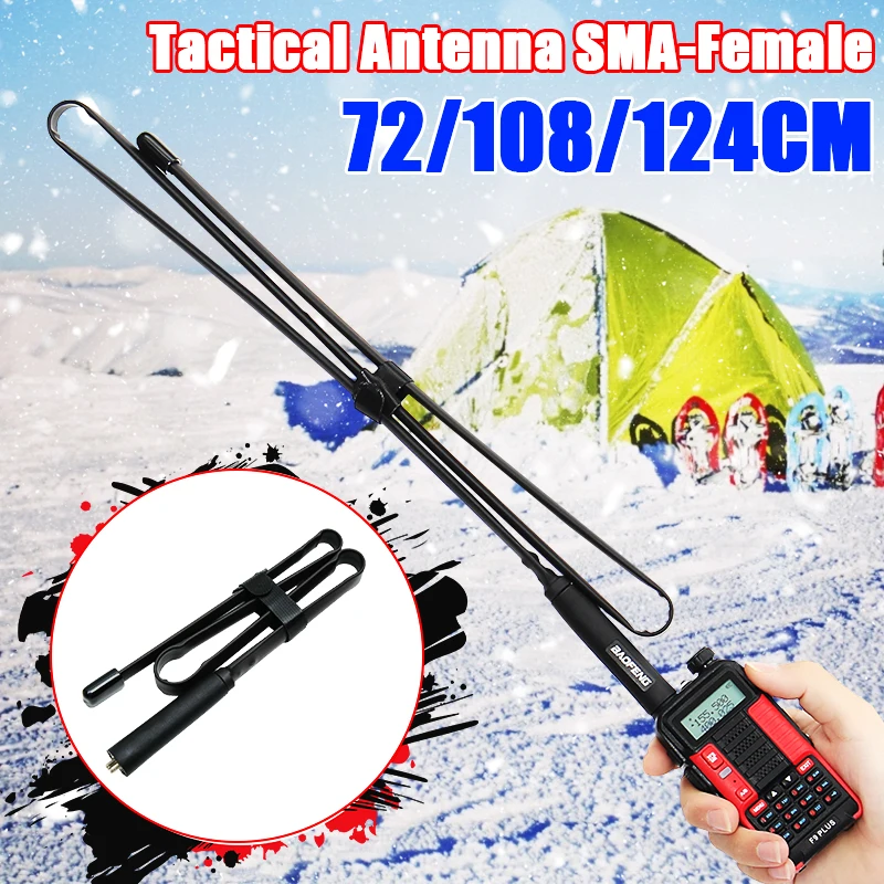 

72-124cm SMA-Female Dual Band 144/430Mhz Foldable CS Tactical Antenna For Baofeng UV-82 UV-5R BF-888S Walkie Talkie Ham Radio