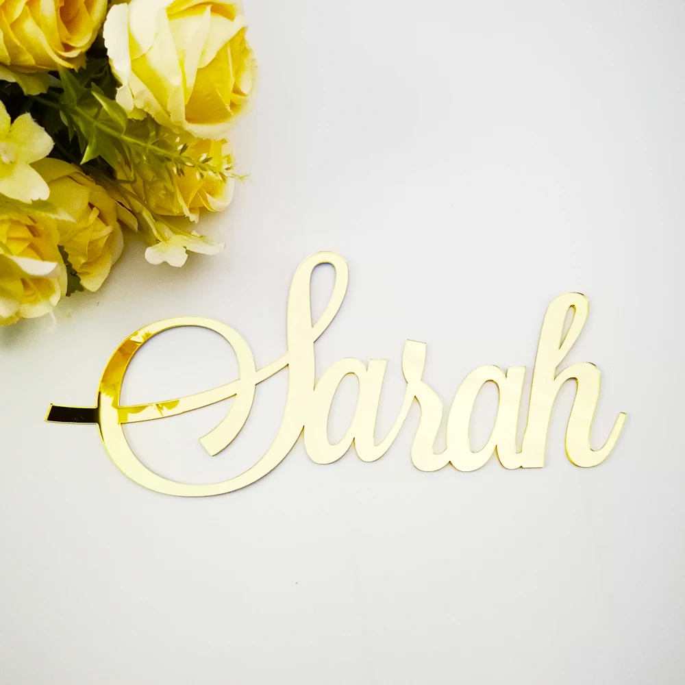 

Custom Mirror Rose Gold Baby Name Sign Nursery Wall Decoration Personalized Black Name Sign Rustic Wedding Party Baptism