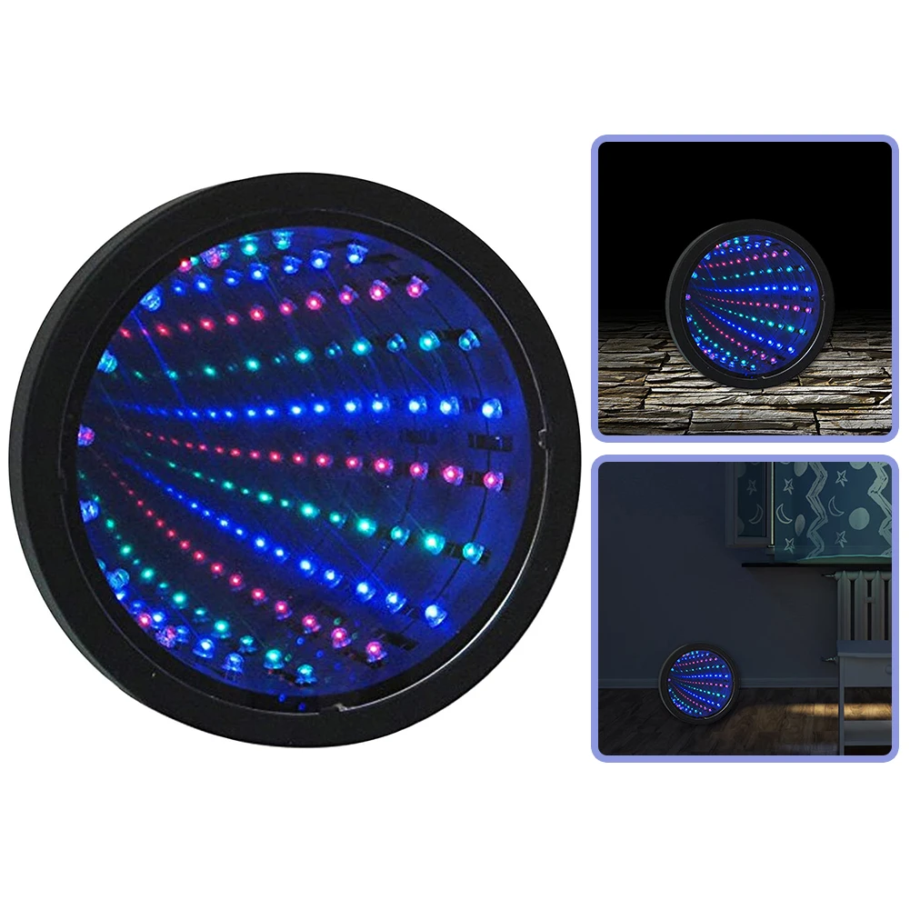 

LED Mirror Tunnel Light Round Infinity Tunnel Lamp Novelty Wall Hanging Sign Light Home Decoration 3D Tunnel Mirror Light