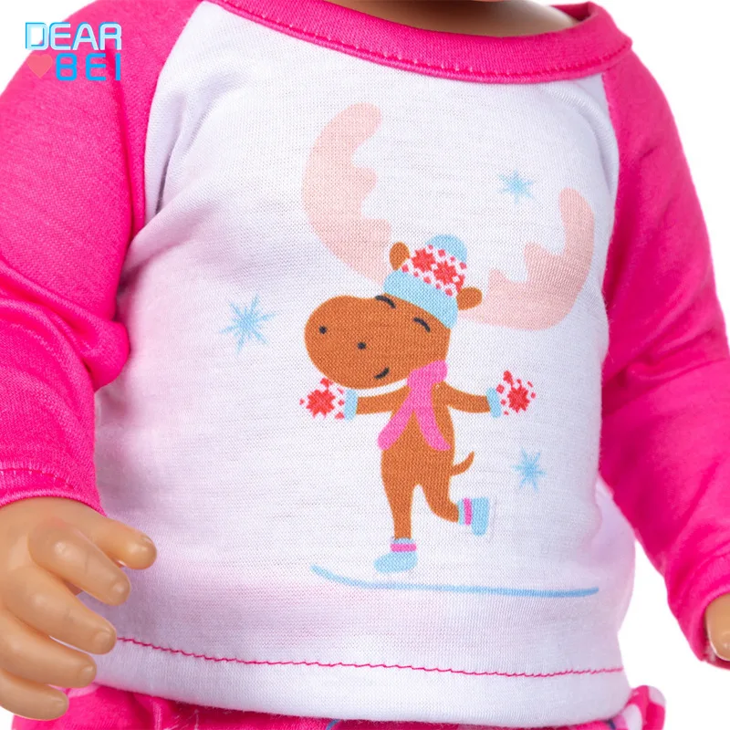 

2021 New Happy Christmas Elk Suit Doll Clothes Fit 43cm Baby New Born doll,American Girl 18inch Doll Clothes Accessories