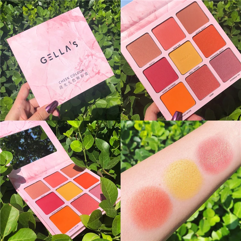 9 цветов палитра румян для лица и щек мерцающие тени век бриллиантовый бронзер