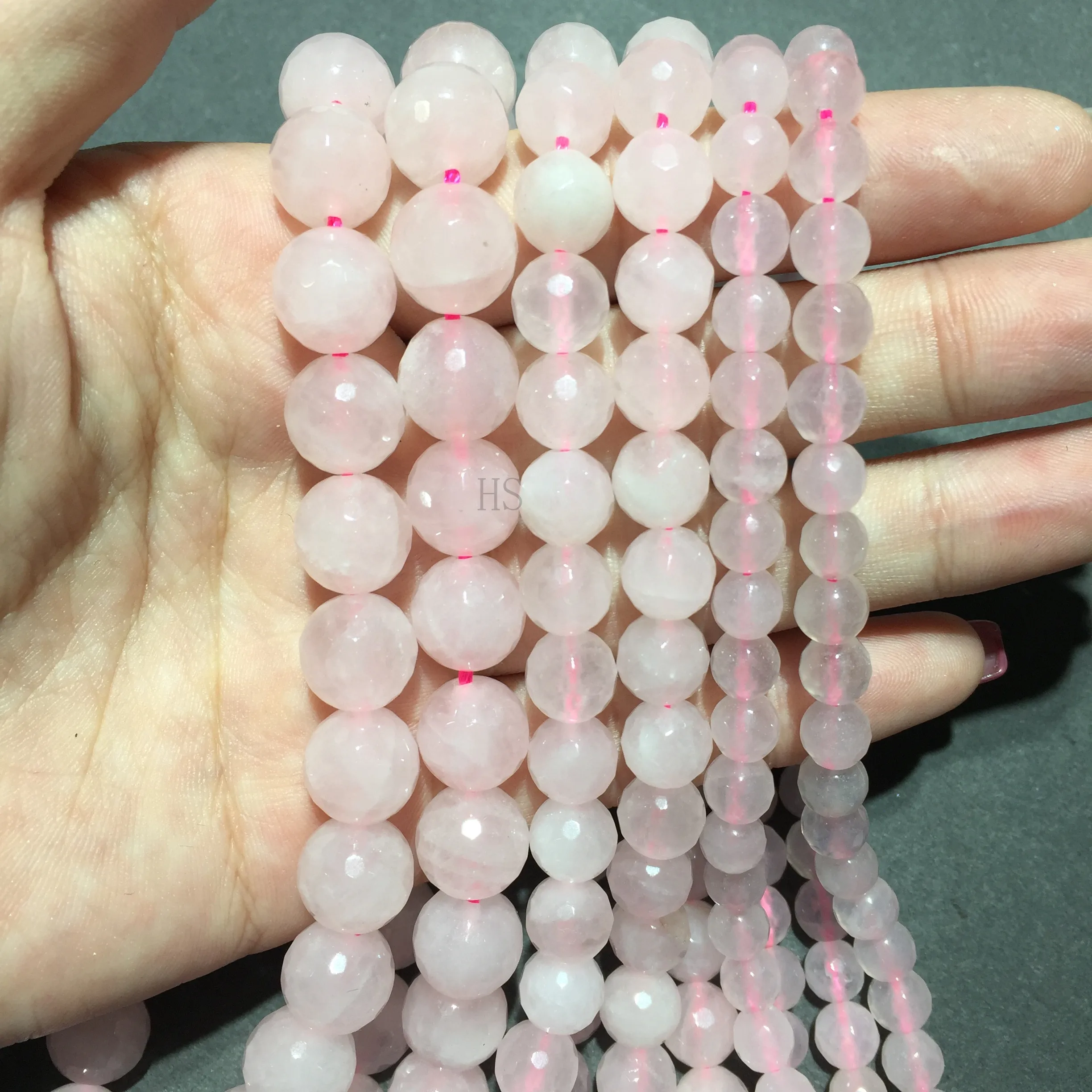 Натуральный камень розовая роза кварцевый граненый круглый бисер драгоценный