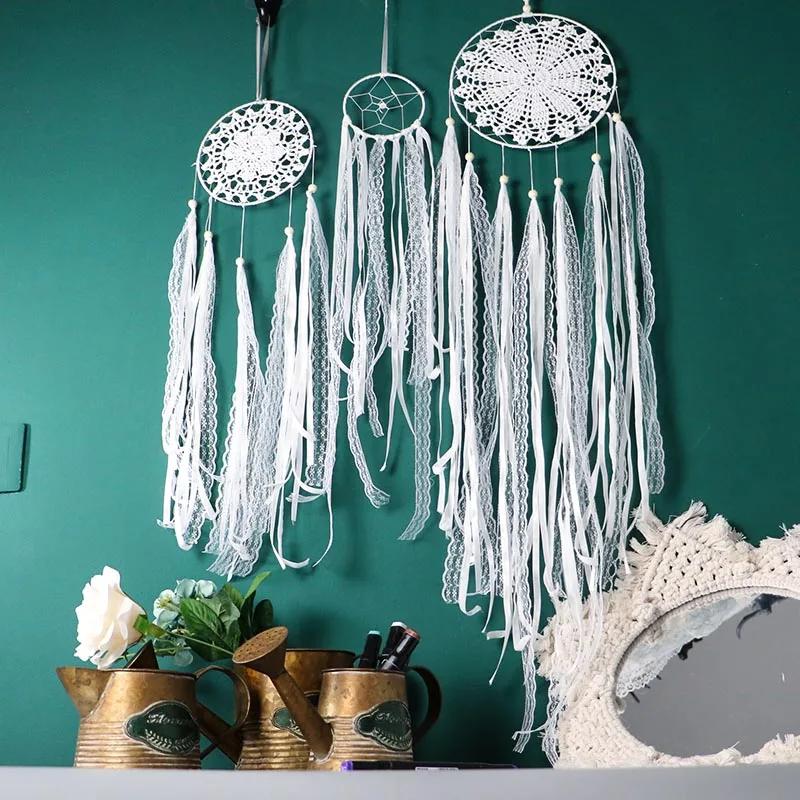 Подвесные белые Ловцы снов ветряные колокольчики подвеска с пером домашний