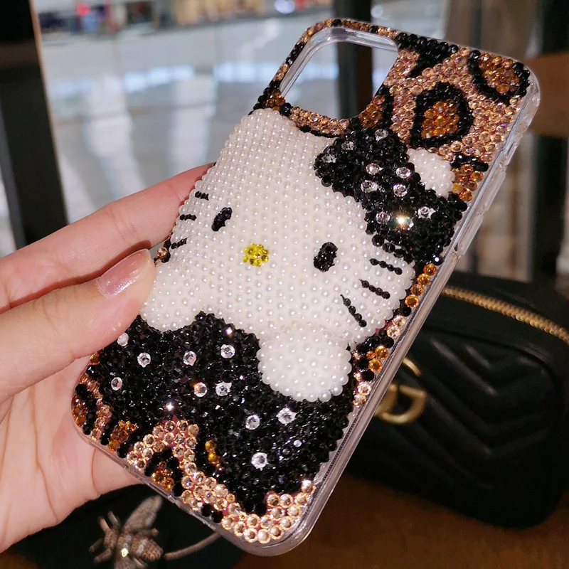 Для iphone 11 pro 3D Bling Crystal Pearl розовый Кот KT кабошон чехол для телефона для iphone XS max XR X 6 6s 7 8 plus Роскошный чехол
