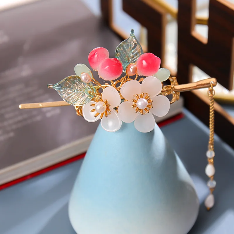 

Жемчужный женский набор с цветочной Заколкой в китайском стиле Hanfu одежда палочки для еды аксессуары для укладки волос HSJ88