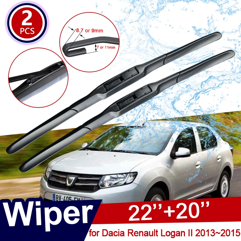 

for Dacia Renault Logan II 2013~2015 2014 Front Windscreen Windshield Wipers Blades Car Wiper Blade Accessories 20"+22"