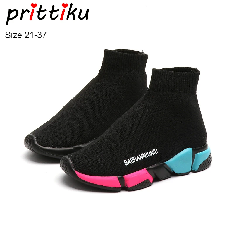 2021 модные детские кроссовки-Носки для мальчиков и девочек вязаные слипоны