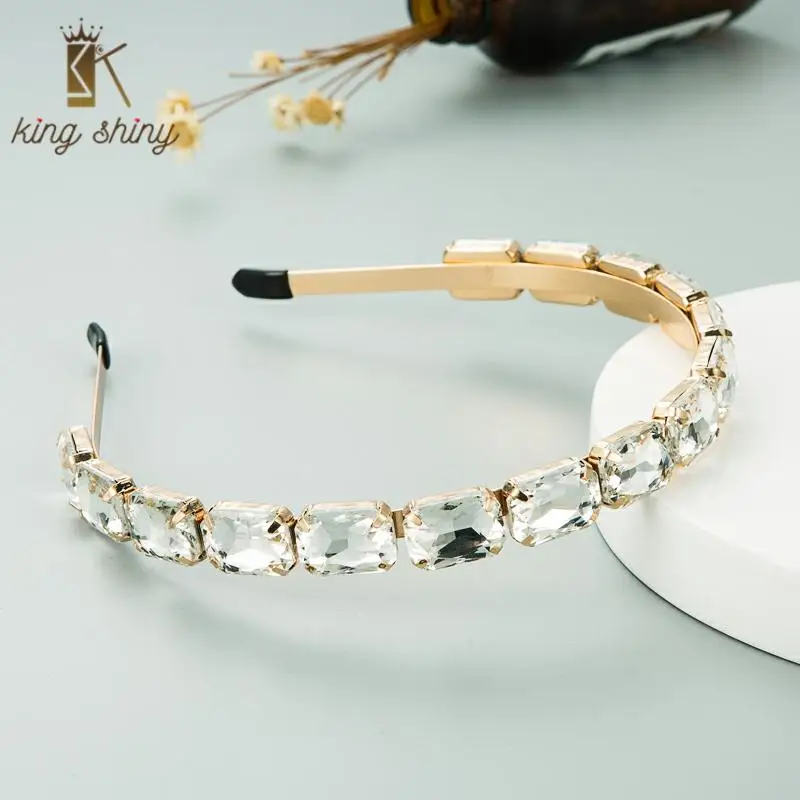 

Luxury Multi Color Crystal Headband for Woman Elegant Geometric Sparkly Rhinestone Metal Belt Hairband Girl Party Hair Accessory