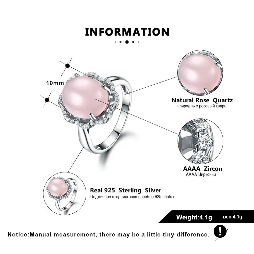 ORSA JEWELS Подлинная Мода 925 Обручальное розовое кварцевое кольцо из стерлингового серебра в форме цветка кольцо на головщину ювелирные изделия VSR16