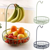 iron fruit storage basket fruit basket serving tray with banana hanger home snacks dessert stand kitchen fruit organizer holder
