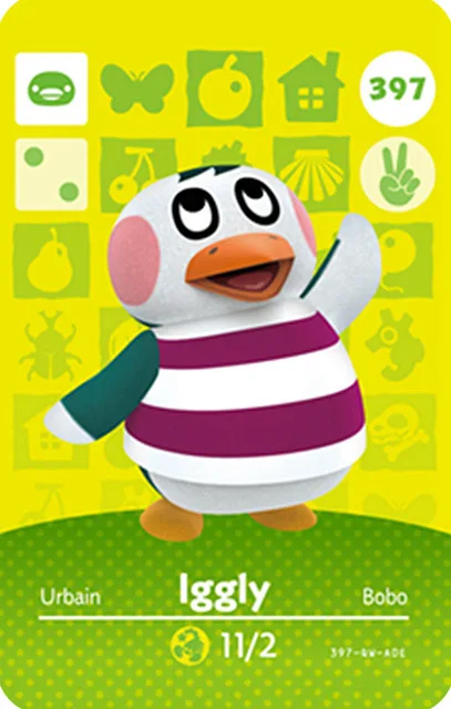 

(391-400ACNH Animal Croxxing Gayle Iggly Cranston Twiggy NFC Villagers Game Card Data Collection Ntag215 Tag NS Switch WiiU 3DS