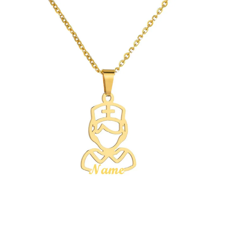 

Stainless Steel Custom Name Medical Stethoscope Necklace For Women Fashion Nursing Medicine Jewelry Pendant Friendship Gift