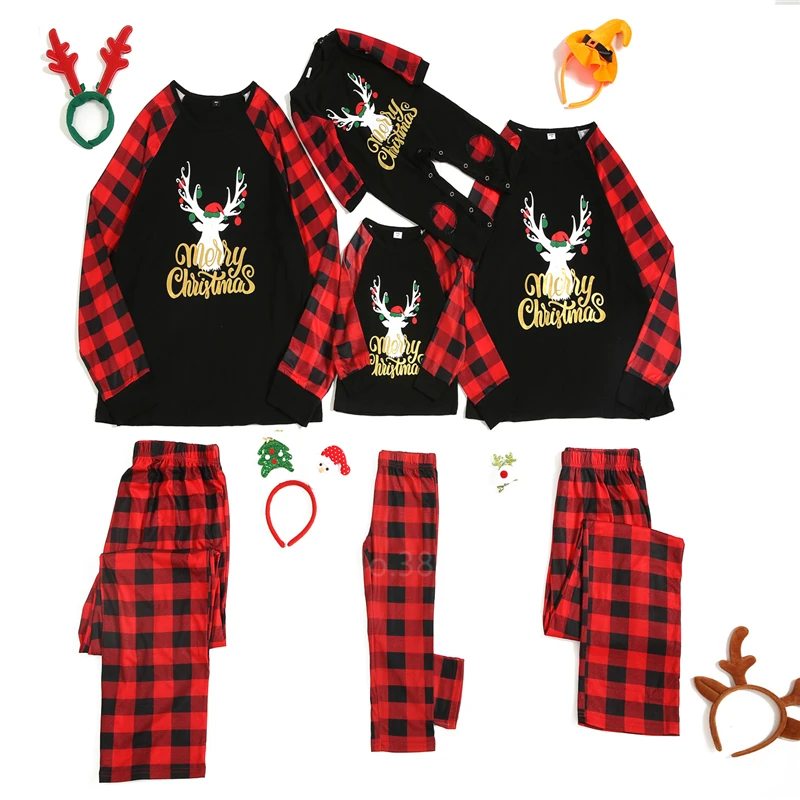 

2020 Family Christmas Pajamas Set Family Matching Clothes Xmas Family Look Clothes Adult Kids Pajamas Set Baby Romper Sleepwear