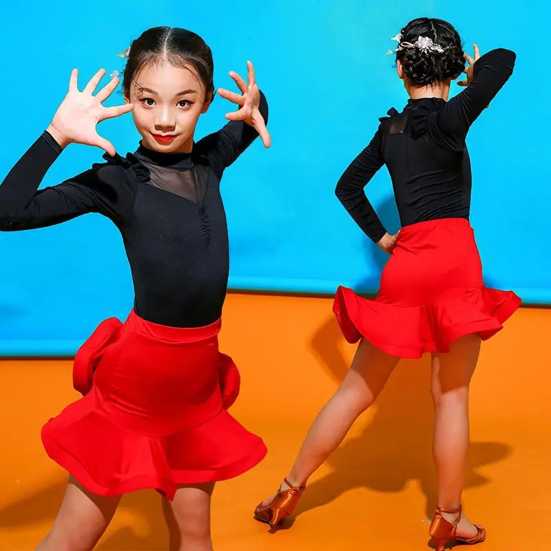 Платье для латинских танцев детское платье девочки Детская осенняя одежда