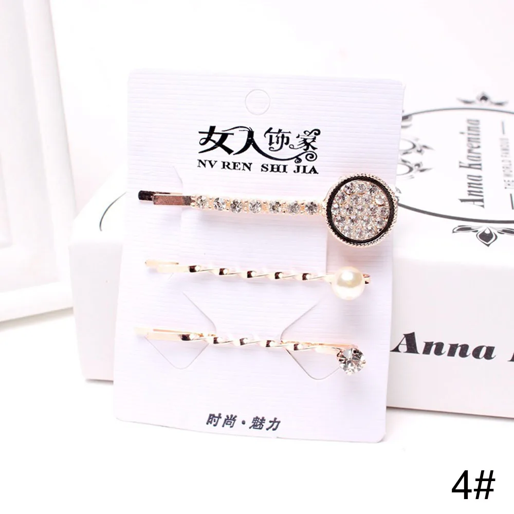 3 шт./компл. заколки для волос в Корейском стиле девочек с кристаллами и стразами