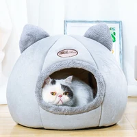 cats house half closed pet bed for dog medium bed dog kennel indoor accessories keep warm luxury sleeping fleece pet products