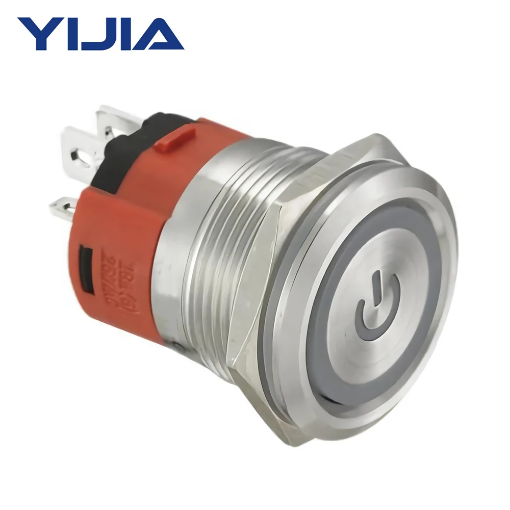 1NO1NC 15а 22 мм Мгновенный кнопочный переключатель 12V Мощность кольцо с изображением Знака Доллара светильник IP65 Водонепроницаемый защиты SS GQ22AF-11EZP/S