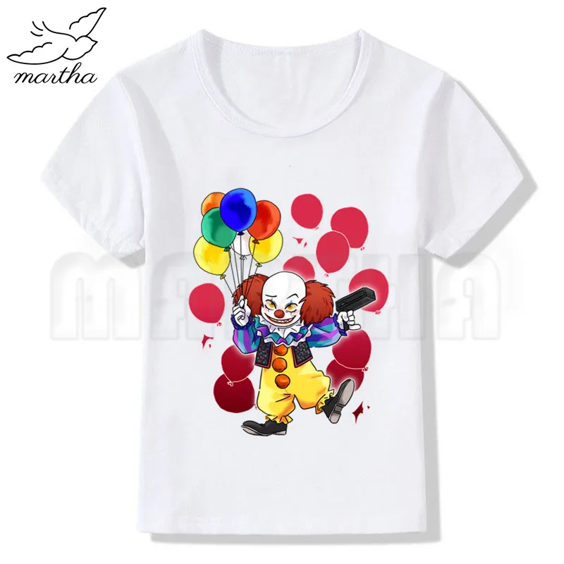 Pennywise/белая футболка для маленьких девочек с рисунком из фильма Это Лоферы