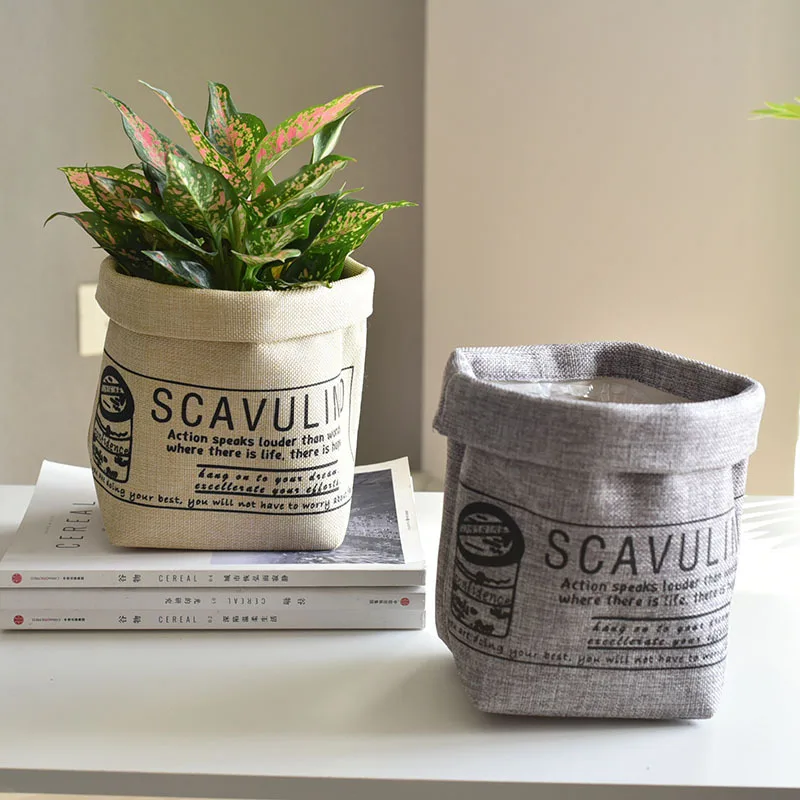 

17*17cm Nordic Mini Flower Pot Storage Bag Waterproof Desktop Storage Basket Washable Home Decorative Flower Succulent Pot