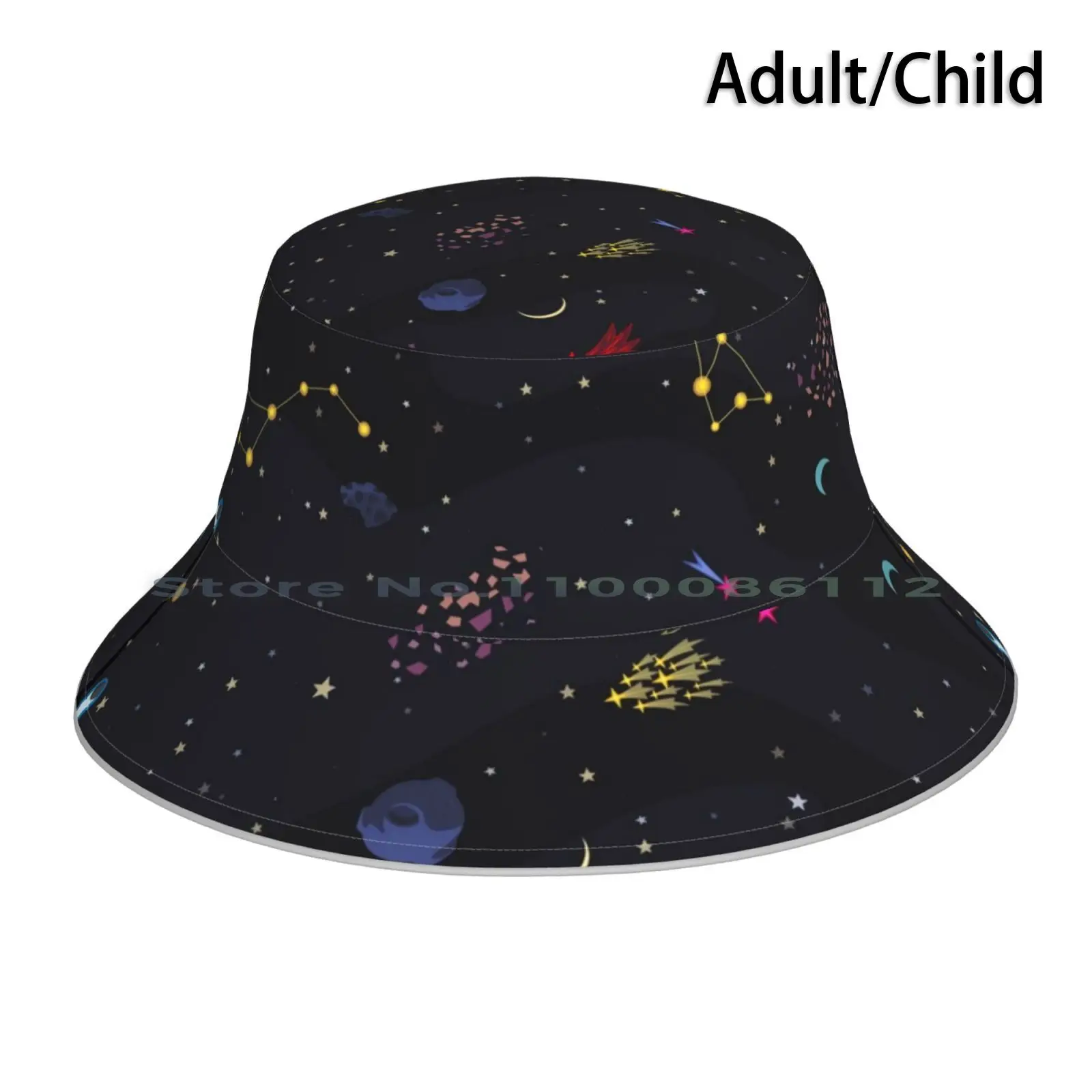 

Night Galaxy Bucket Hat Sun Cap Night Galaxy Space Universe Moon Stars Commit Planets Nebulae Night Sky Foldable Outdoor