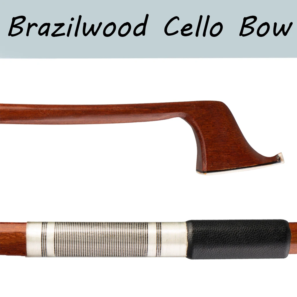 

4/4 Cello Bow Stick Blank Brazilwood Round Stick Sheepskin Grip Bow Stick Unfished Cello Bow Stick