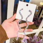 FYUAN длинные кисточки кристаллы, висячие серьги, глянцевый золотистый Серебристый цветов, S-образные, стразы, висячие серьги для женщин, свадебные украшения