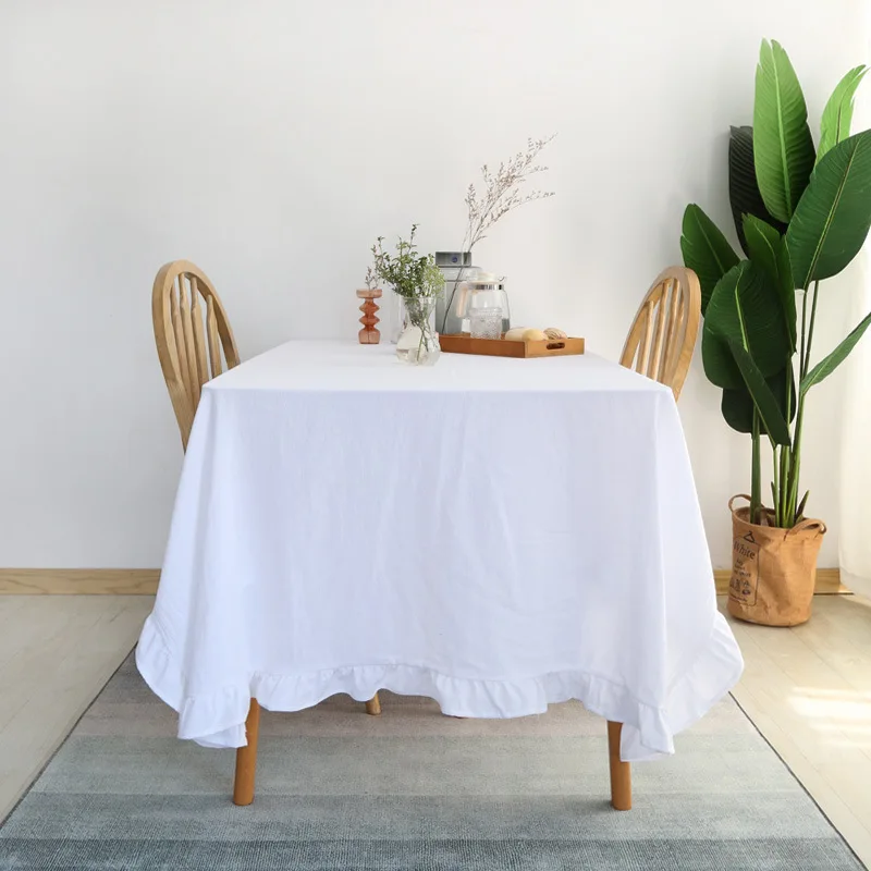 Однотонная скатерть Северная Европейская Ins гофрированная тканевая белая