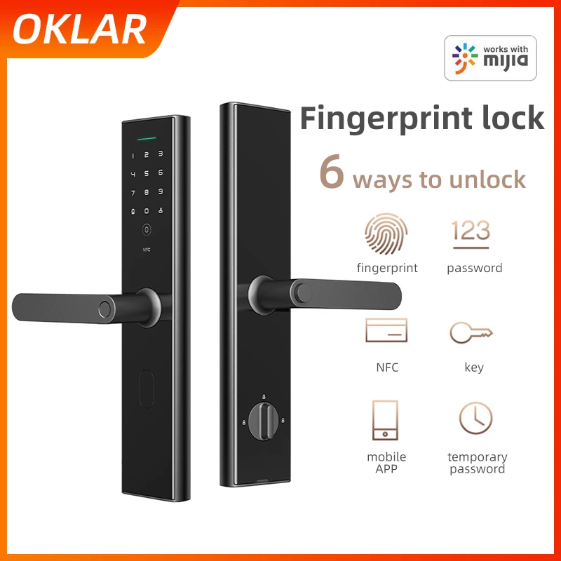 Review OKLAR Smart Fingerprint Door Lock Mijia Mihome APP Electronic Digital Lock Biometric Fingerprint/Password /Key Unlock Home Safe