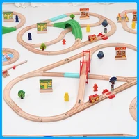diy wooden tracks train set toy train toys railway track compatible for all common track wooden train toy for kids gifts