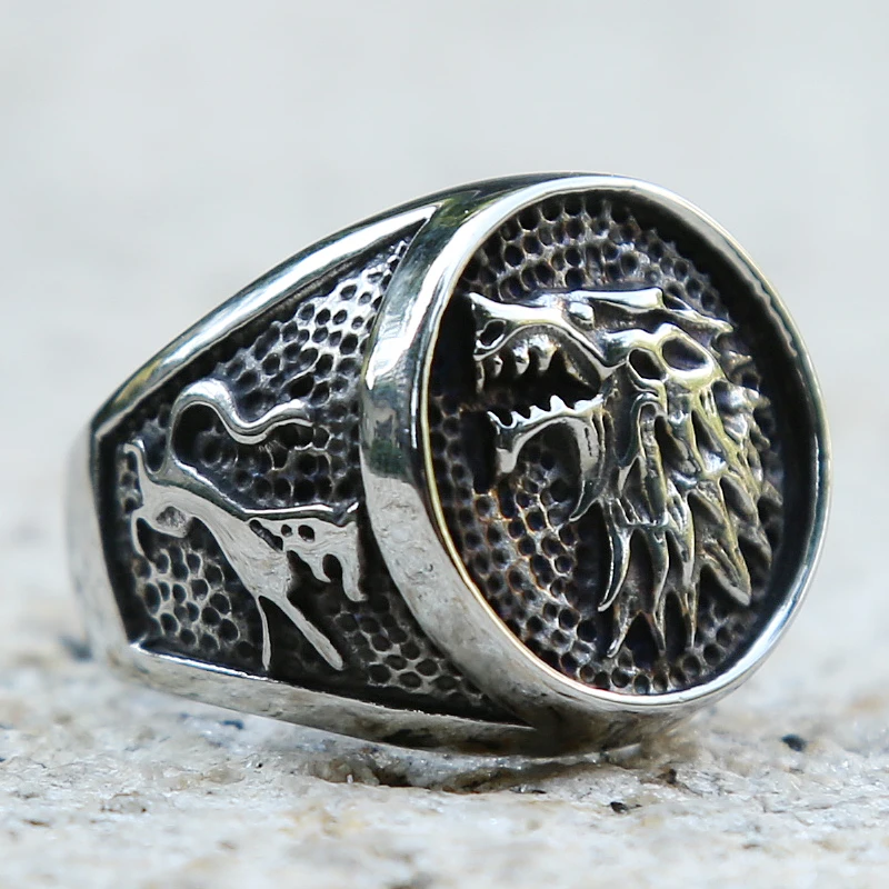 Уникальные серебряные Цвет нержавеющая сталь Викинг Волк кольцо для мужчин