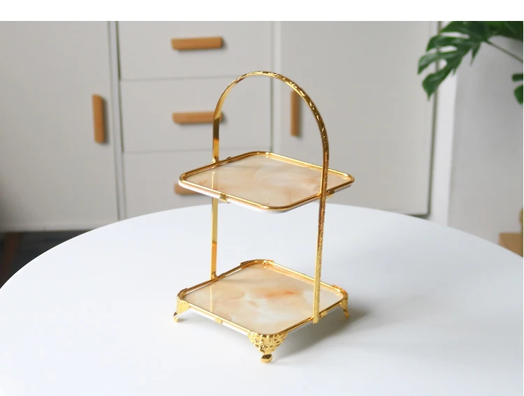 

Three Tier Fruit Plate Dessert Round Square Cake Stand Gold Fruit Plate Birthday Party Desktop Tea Dessert Tray Dessert Stand